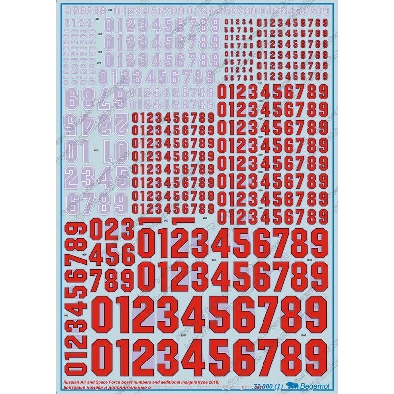 72080 Begemot 1/72 Flight Numbers and inscriptions of the Russian VKS of the 2018 model