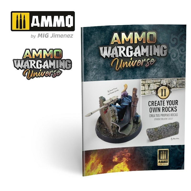 AMIG6930 Ammo Mig AMMO WARGAMING UNIVERSE Книга 11 – Создай свои собственные камни (английский, испанский, польский) / Book 11 – Create your own Rocks