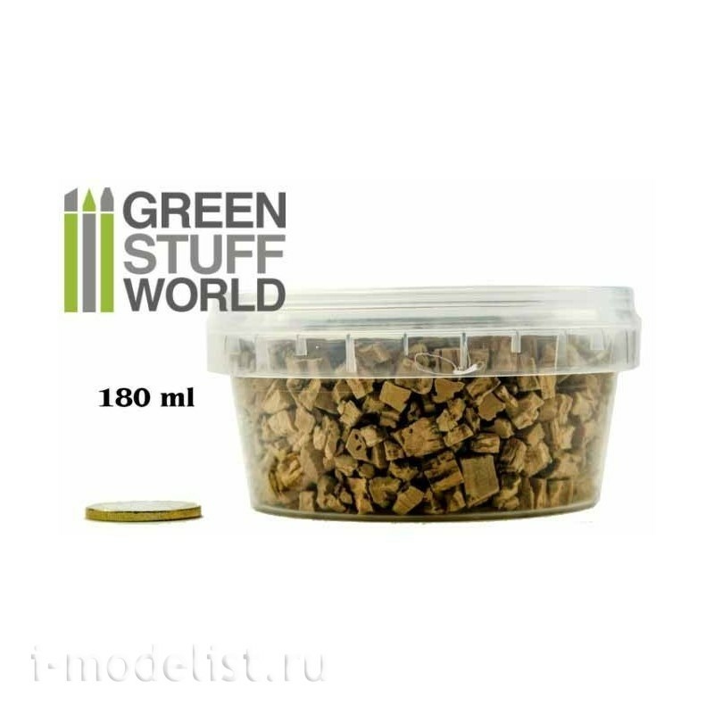 9080 Green Stuff World Medium Cork Grits, 180 ml-L / Medium Rock Basing Grit-180 ml - L