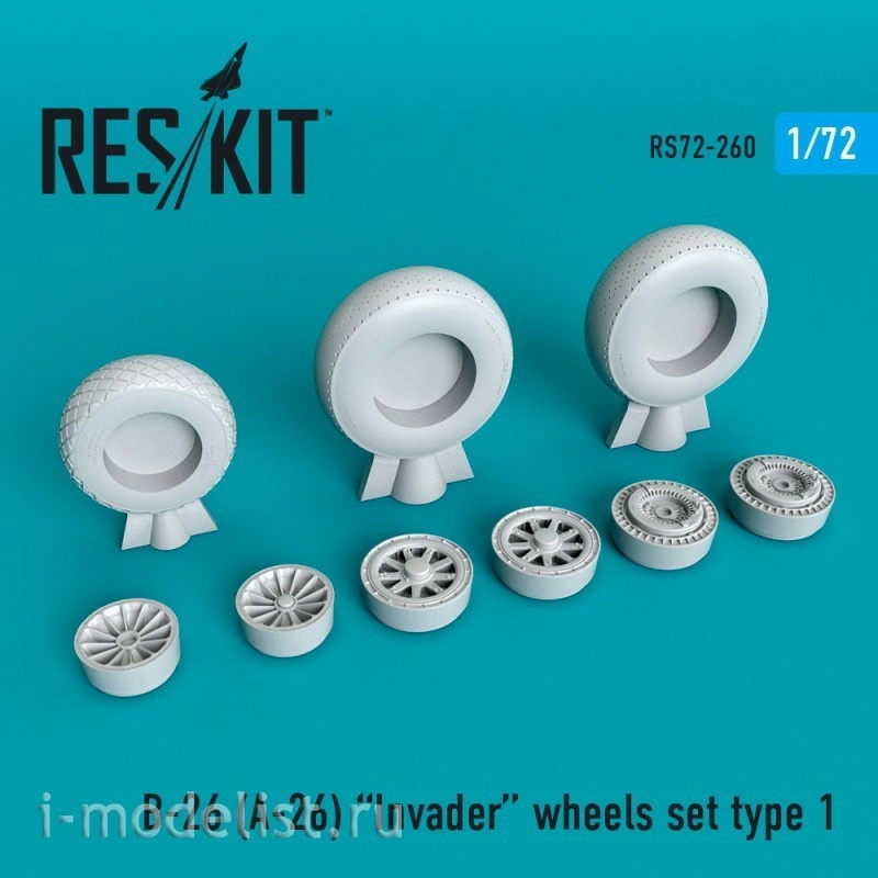 RS72-0260 RESKIT 1/72 Resin Wheels for B-26 (A-26) Invader, Type 1
