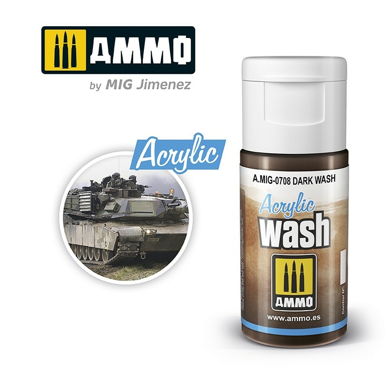 AMIG0708 Ammo Mig Acrylic Wash (Dark Wash) 15 ml / ACRYLIC WASH Dark Wash