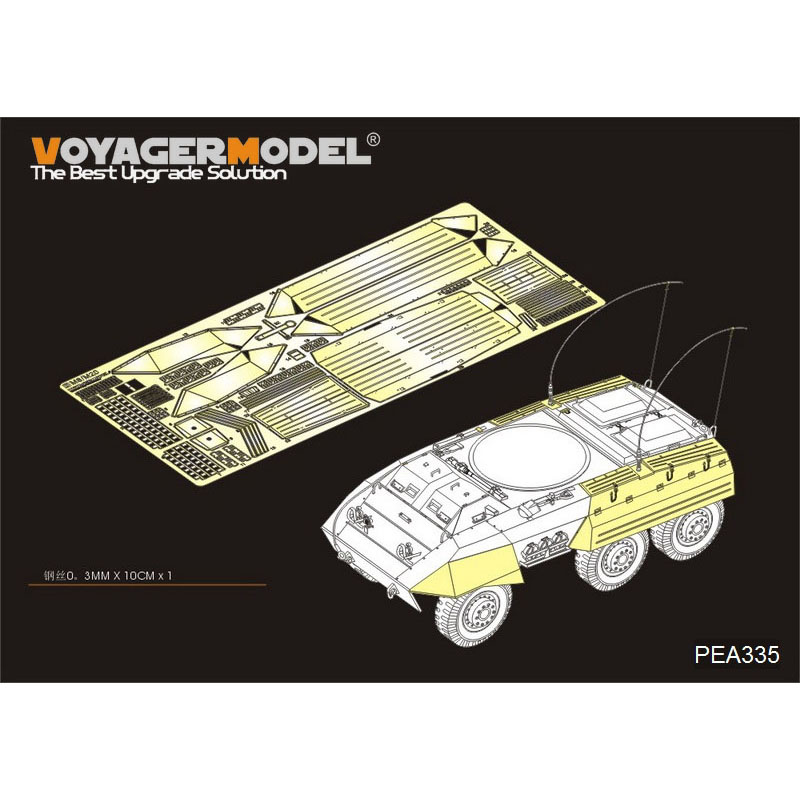PEA335 Voyager Model 1/35 Photo Etching for US M8/M20, Armored Car Side Skirts / Storage Boxes