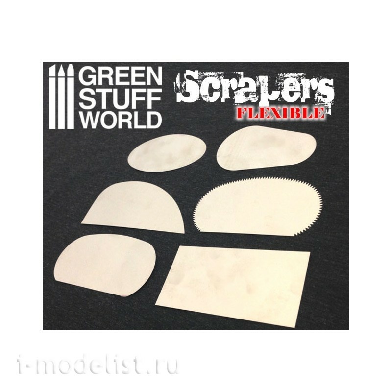 1342 Green Stuff World Flexible Steel Scrapers 6 pcs / Flexible Steel Scrapers