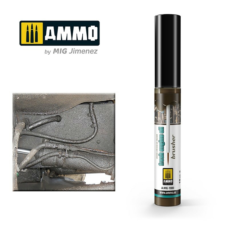 AMIG1800 Ammo Mig Brush for applying effects - Fresh Engine Oil / EFFECTS BRUSHER - Fresh Engine Oil