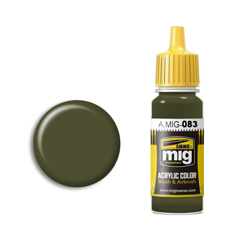 AMIG0083 Mig Ammo acrylic Paint ZASHCHITNIY ZELENO (RUSSIAN POSTWAR GREEN) (protective green, post-war)
