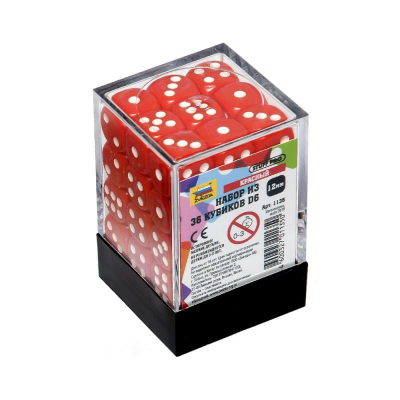 1135 Zvezda Set of 36 D6 cubes (red)