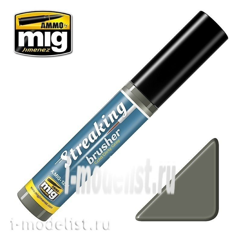 AMIG1251 Ammo Mig STREAKINGBRUSHER COLD DIRTY GREY (paint with a thin brush applicator)