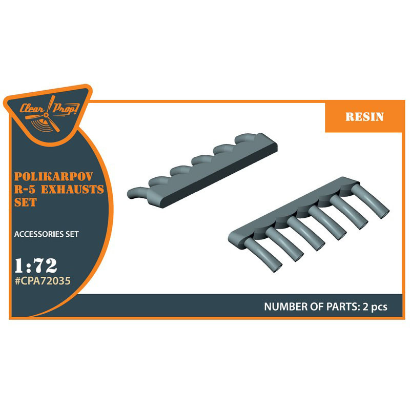 CPA72035 Clear Prop! 1/72 Exhaust pipes for Polycarps R-5