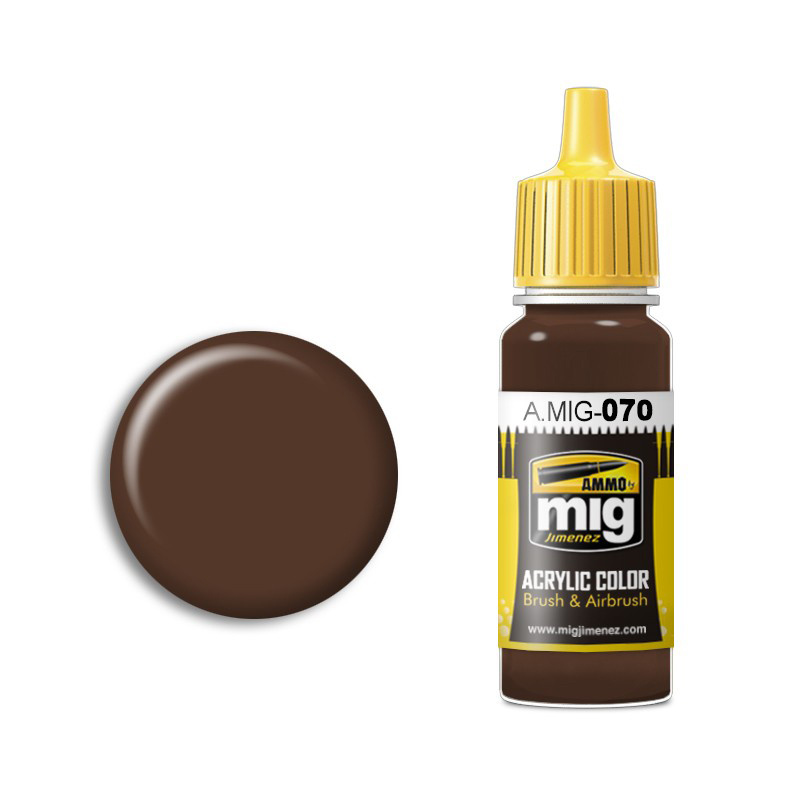 AMIG0070 Ammo Mig Paint acrylic MEDIUM BROWN DARK EARTH (BS 450)