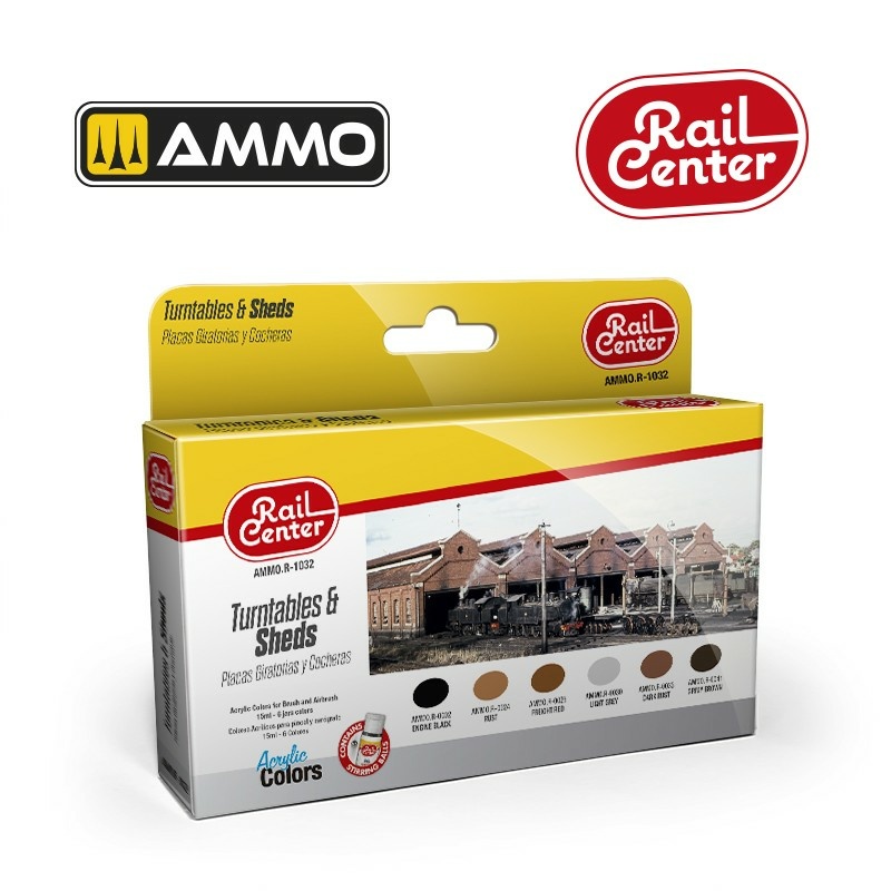 AMMOR1032 Ammo Mig Набор красок Rail Center - Поворfromные платформы и навесы / Turntables & Sheds
