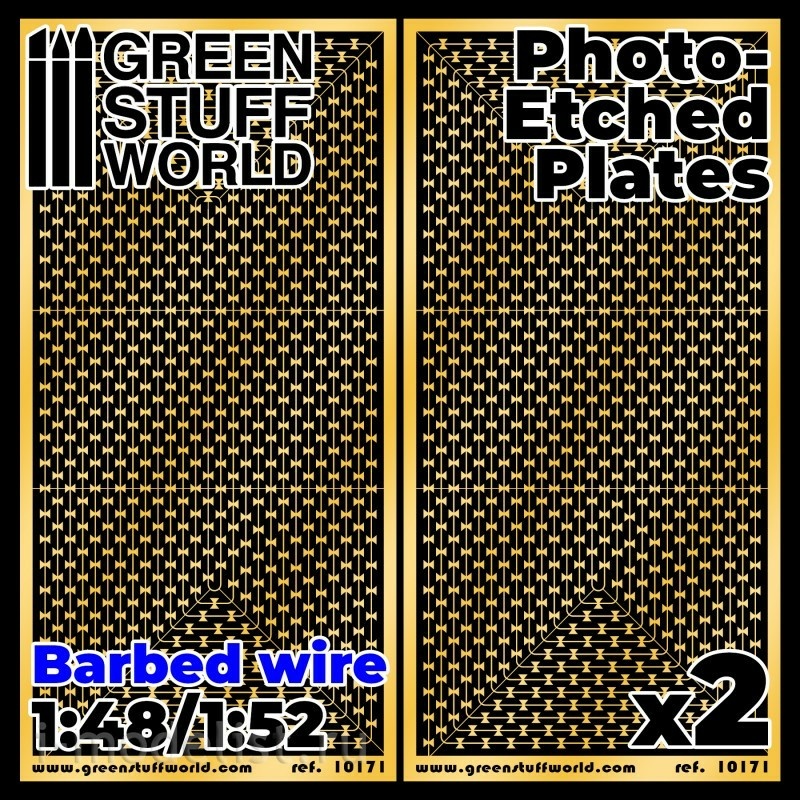 10171 Green Stuff World Photo Etching-Barbed Wire (1:48 / 1:52) / Photo-etched Plates - Barbed Wire