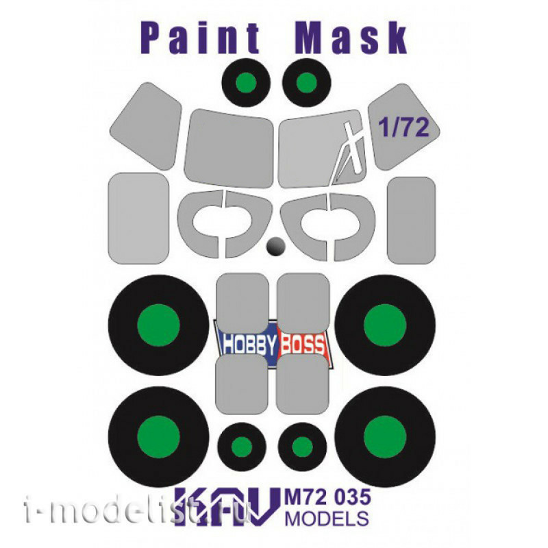 M72 035 KAV models 1/72 Paint mask produced by Hobby Boss. Mask for painting the glazing of the cabin and chassis. + Bonus-reflector headlights