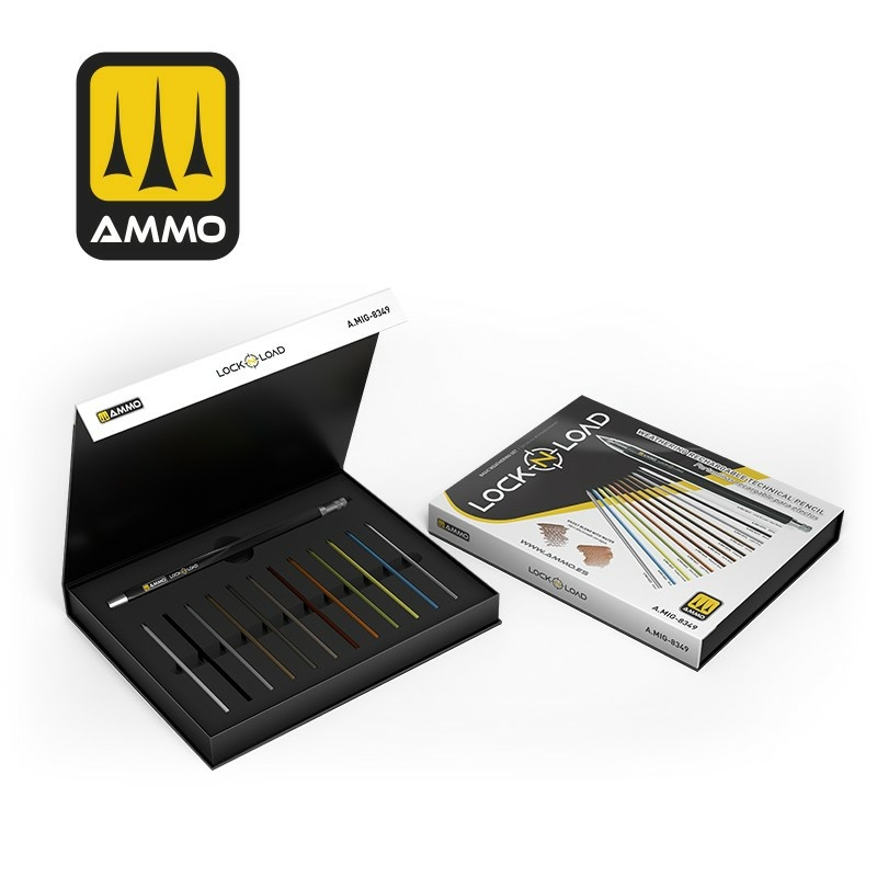 AMIG8349 Ammo Mig LOCK 'N LOAD - Набор карандашей для везеринга / Weathering Rechargable Technical Pencil