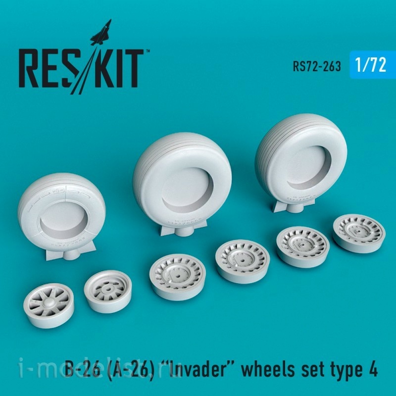 RS72-0263 RESKIT 1/72 Resin Wheels for B-26 (A-26) Invader, Type 4