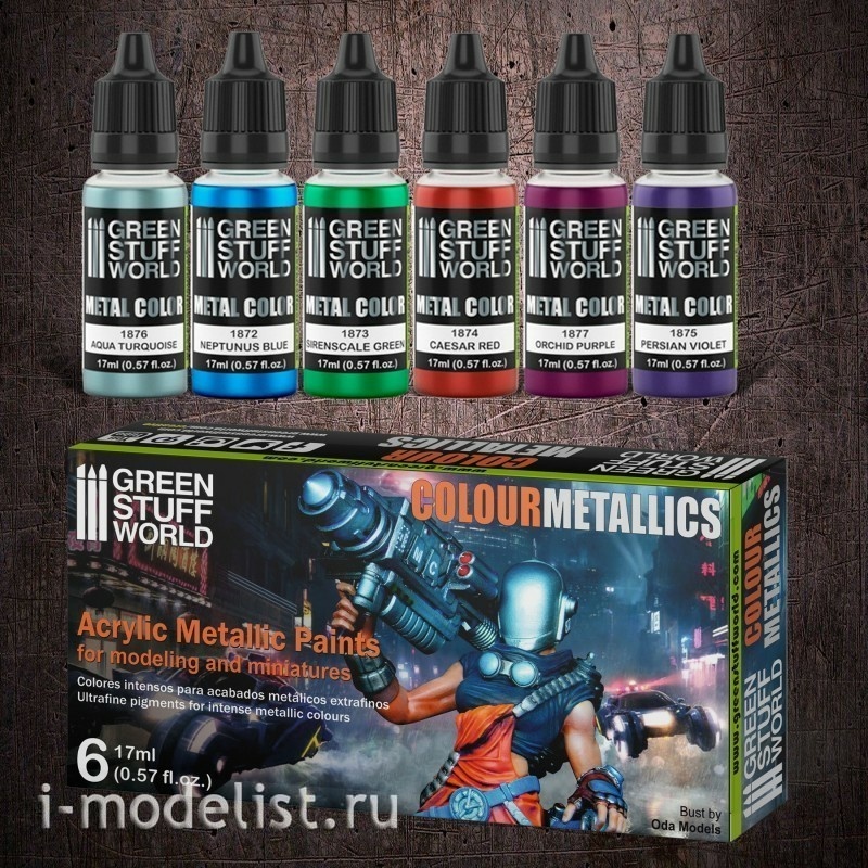 9912 Green Stuff World Set of colored metal acrylic Paints / Metallic Paints Set - Colors