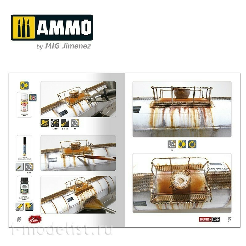 AMMOR1301 Ammo Mig AMMO RAIL CENTER SOLUTION BOOK 02 - How to Weather American Trains (English, Castellano, Français, Deutch)