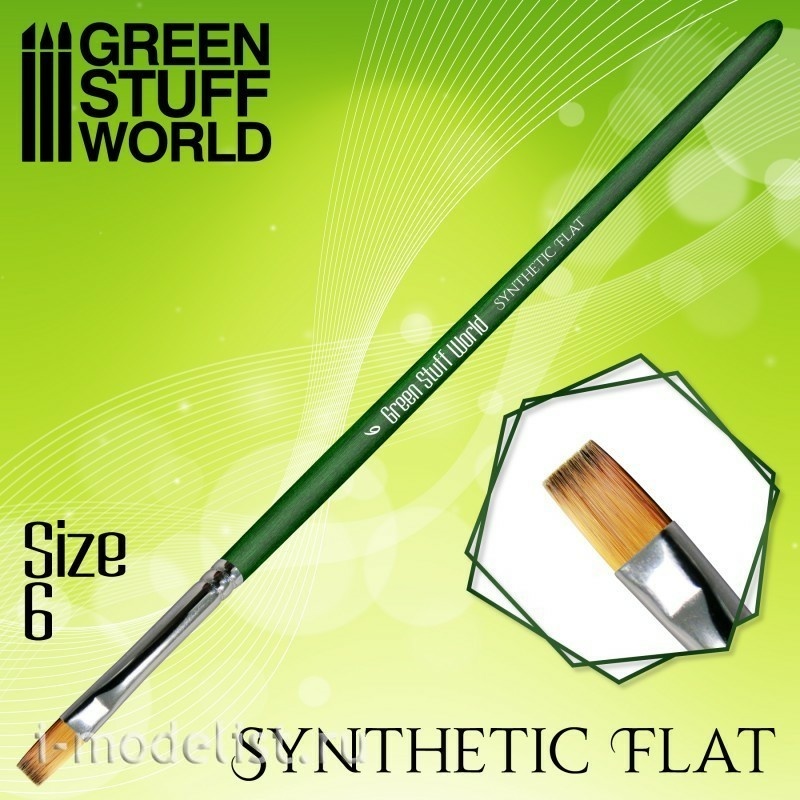 2456 Green Stuff World Flat Synthetic Brush Size 6 / GREEN SERIES Flat Synthetic Brush Size 6