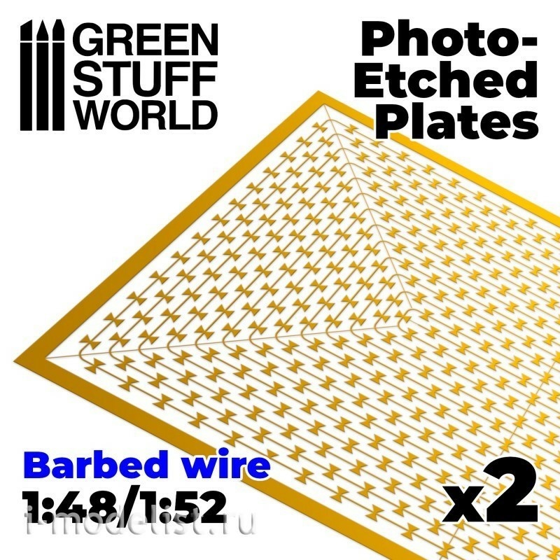 10171 Green Stuff World Photo Etching-Barbed Wire (1:48 / 1:52) / Photo-etched Plates - Barbed Wire