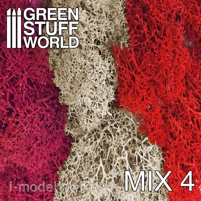9328 Green Stuff World Island moss - Red Fuchsia and Grey / Islandmoss - Red Fuchsia and Grey Mix