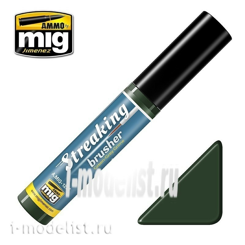 AMIG1256 Ammo Mig STREAKINGBRUSHER GREEN-GREY GRIME (paint with a thin brush applicator)