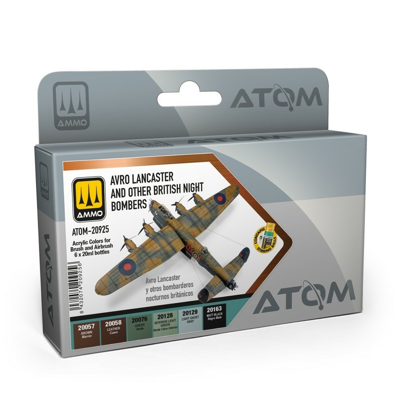 ATOM20925 Ammo Mig Набор красок ATOM Авро Ланкастер и другие ночные бомбардировщики / Avro Lancaster and other Night Bombers Set