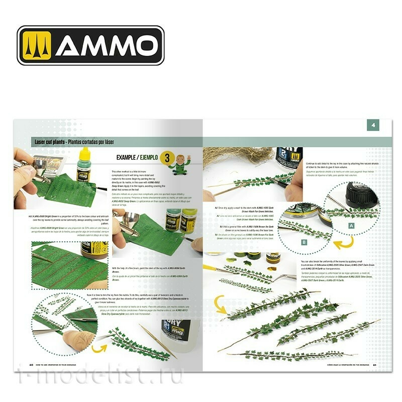 AMIG6254 Ammo Mig Книга MODELLING SCHOOL - Как использовать растительность в ваших диорамах (на двух языках)