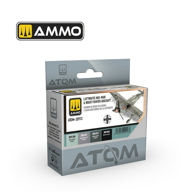 ATOM20913 Ammo Mig Набор ATOM цвета истребителей Люфтваффе середины войны / Luftwaffe Mid-War & Night Fighter Aircraft Set