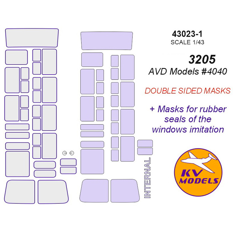 43023-1 KV Models 1/43 Paint Mask for P@3-3205 - double-sided masks