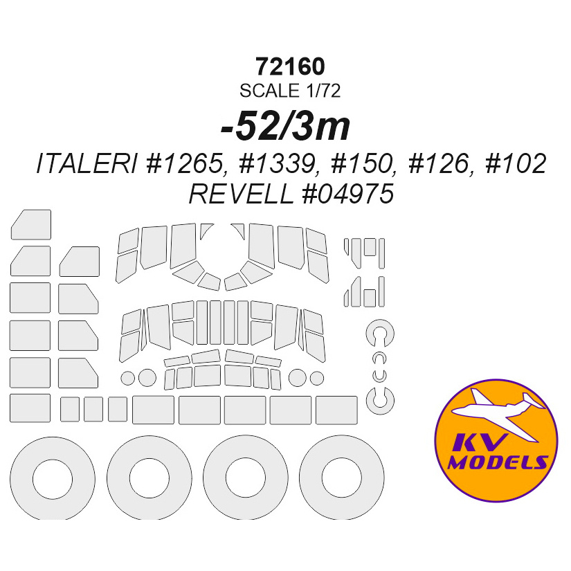 72160 KV Models 1/72 Paint mask for Ju-52/3m + masks for wheels and wheels