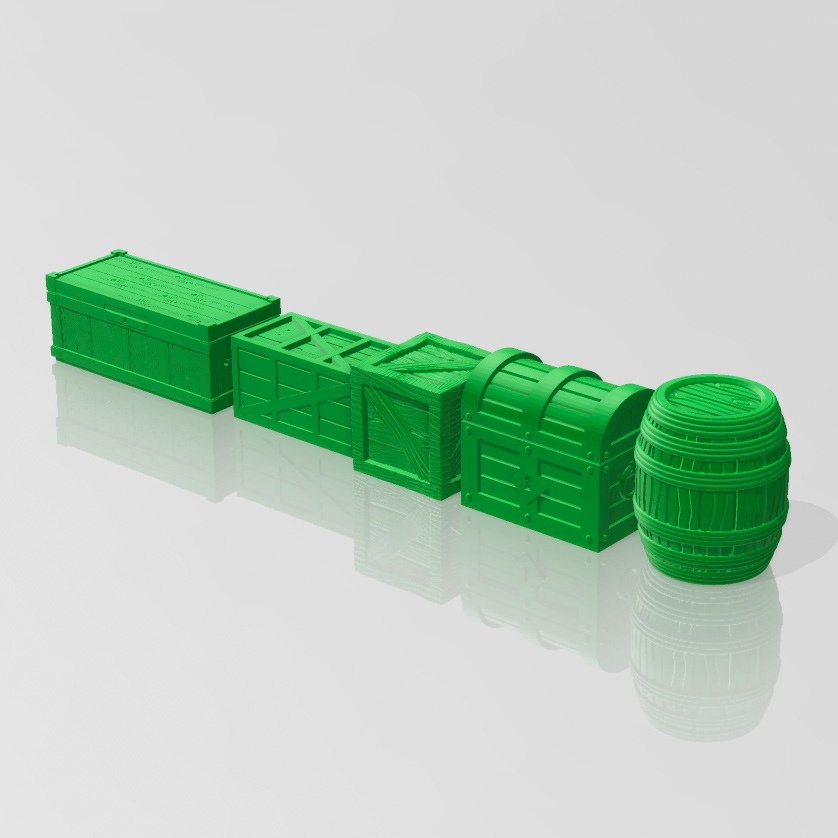 DMS-35029 ДМС 1/35 Набор деревянных ящиков + сундук и бочка