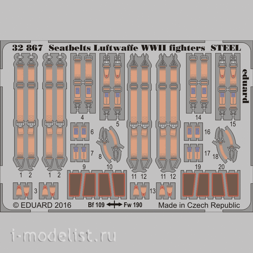 32867 Eduard 1/32 Photo Etching Belts Luftwaffe WWII STEEL