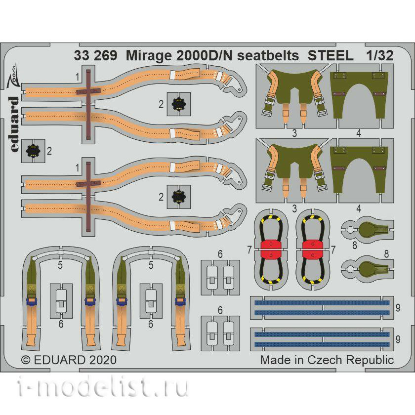 33269 Eduard 1/32 Photo etching for Mirage 2000D/ N, steel belts