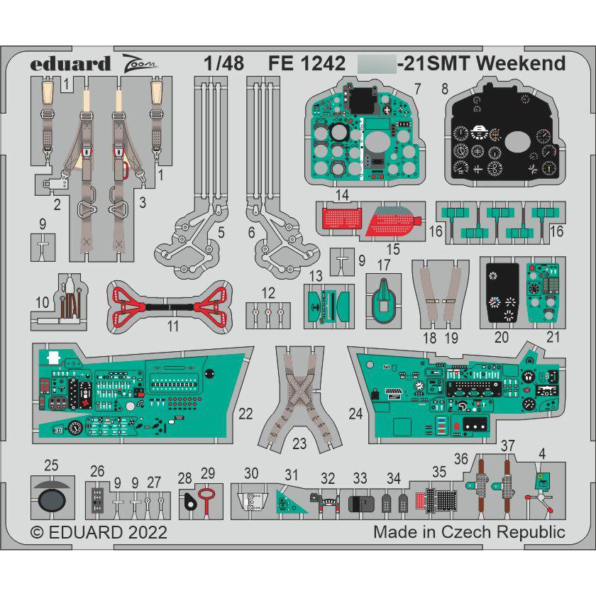 FE1242 Eduard 1/48 Photo Etching for MiGG-21SMT Weekend