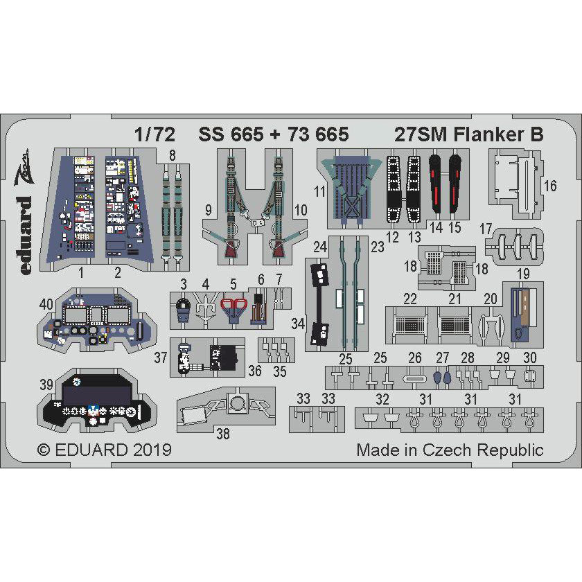 73665 Eduard photo etched parts for 1/72 С-27SM Flanker B