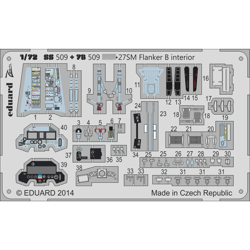 73509 Eduard photo etched parts for 1/72 C-27SM Flanker B S. A.