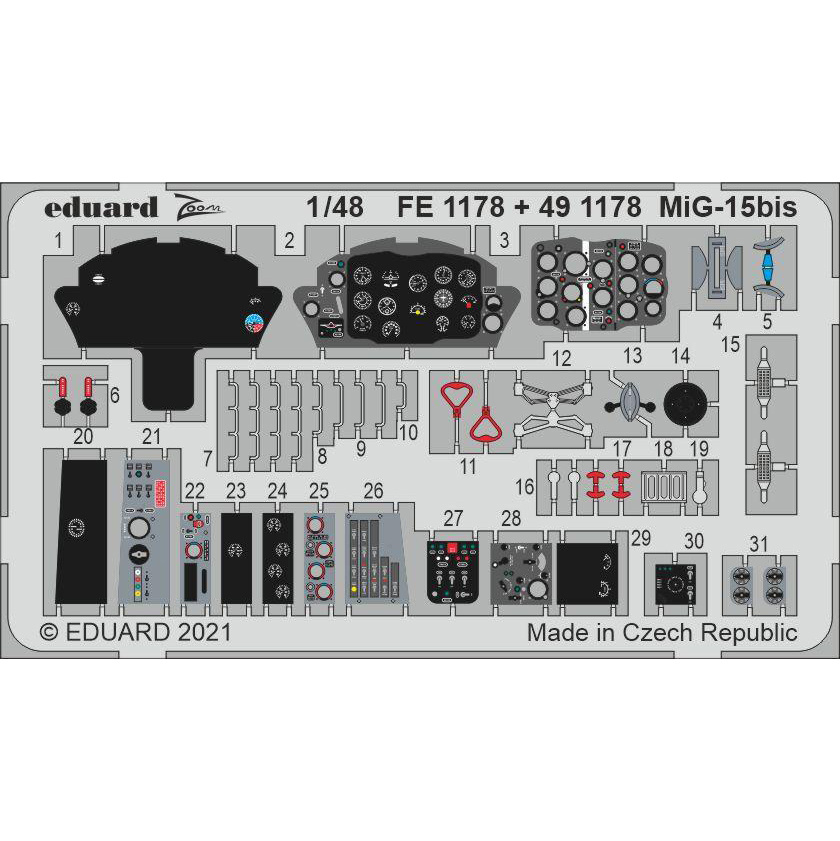 491178 Eduard 1/48 Photo Etching for MiGG-15bis