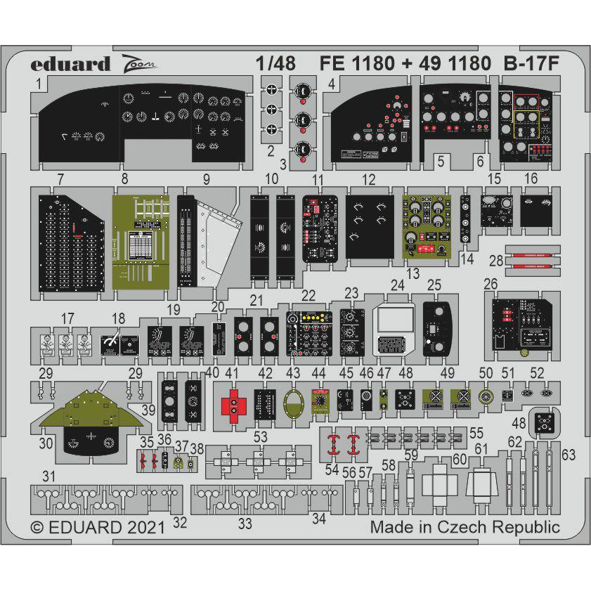 FE1180 Eduard 1/48 Photo Etching for B-17F