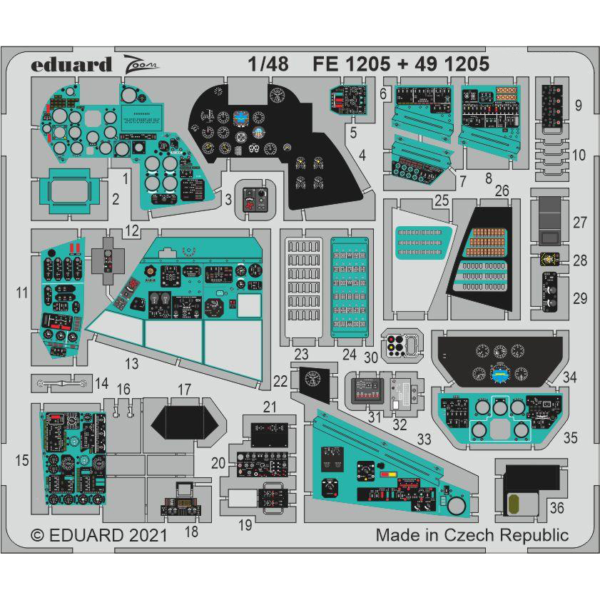 491205 Eduard 1/48 Photo Etching for Mu-24P, interior