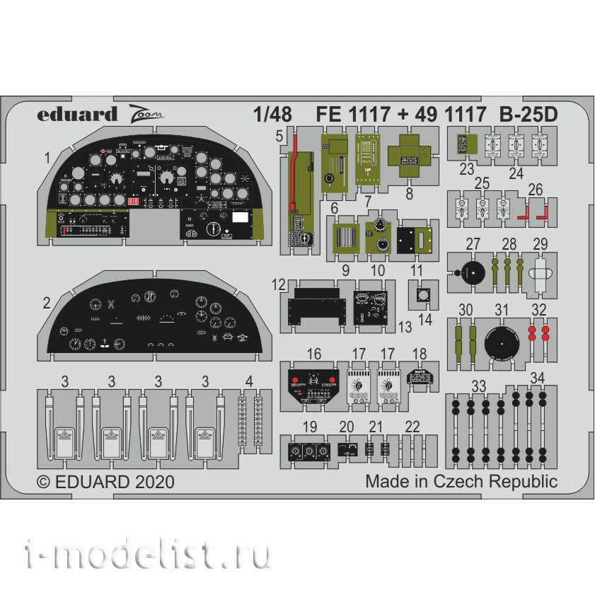 491117 Eduard photo etched parts for 1/48 B-25D