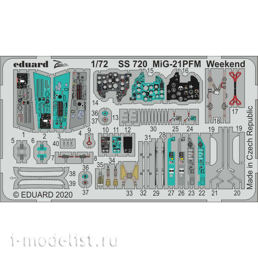 SS720 Eduard 1/72 Photo Etching for M&G-21PFM Weekend