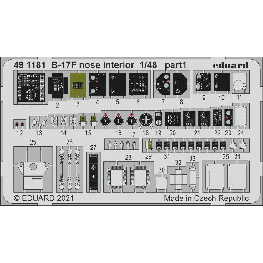 491181 Eduard 1/48 Photo Etching for B-17F, bow interior