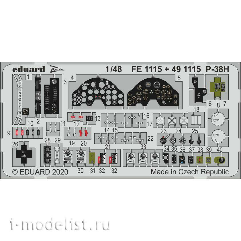 491115 Eduard photo etched parts for 1/48 P-38H
