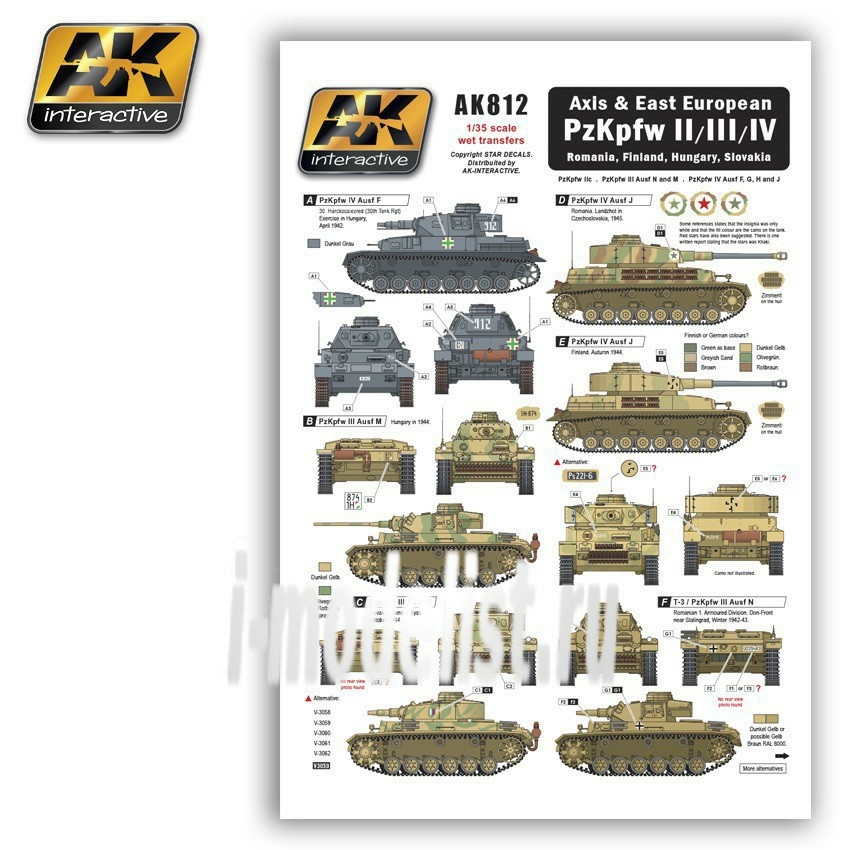 AK812 AK Interactive decal AXIS & EAST EUROPEAN PZKPFW II/III/IV