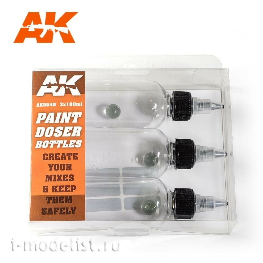 AK9048 AK Interactive Set of three 100 ml bottles with a dispenser and a convenient screw cap.