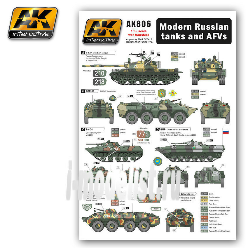 AK-806 AK Interactive Modern Russian Tanks and AFVs (decals for modern Russian tanks and armored vehicles)