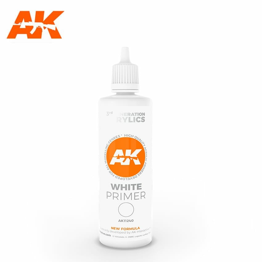 AK11240 AK Interactive White primer, 100 ml / WHITE PRIMER 100ML