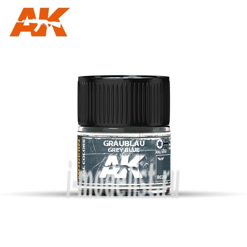 RC208 AK Interactive acrylic Paint GRAUBLAU-GREY BLUE RAL 5008, 10 ML