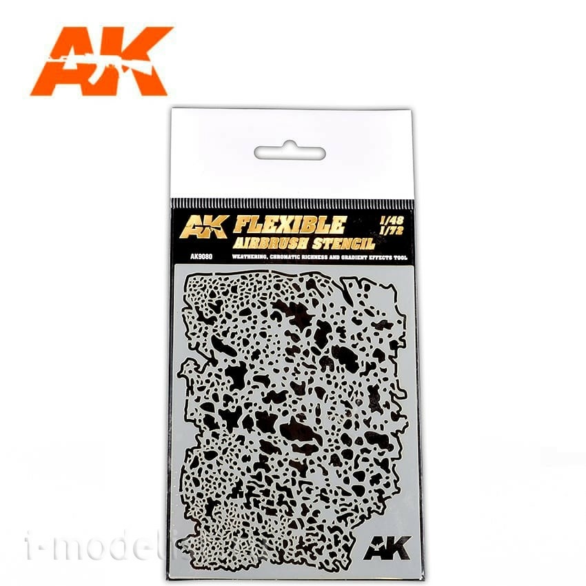 AK9080 AK Interactive Stencil for applying camouflage spots or traces of use. For scales 1/48, 1/72