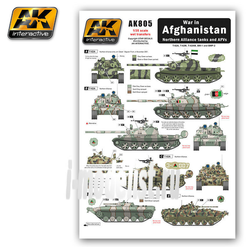 AK-805 AK Interactive War in AFGHANISTAN Nosthern Alliance tanks and AFV (decals for Northern Alliance vehicles, Afghanistan)