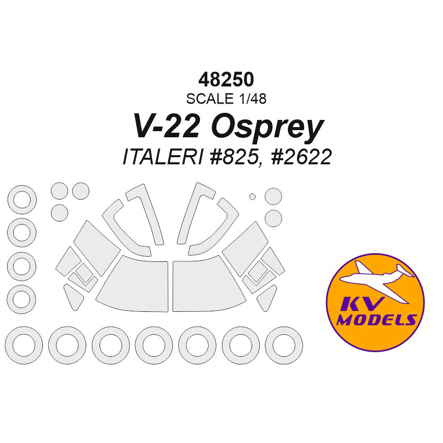 48250 KV Models 1/48 Paint mask for V-22 Osprey + masks for wheels and wheels